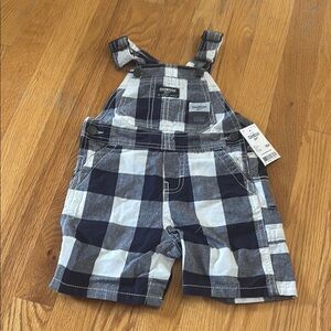 OshKosh B'gosh Blue and White Overalls Classic Bottoms (Size 18 Months) NWT
